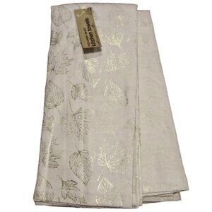 Autumn Leaves Kitchen Hand Towel Set 100% Cotton NWT Gold & Ivory